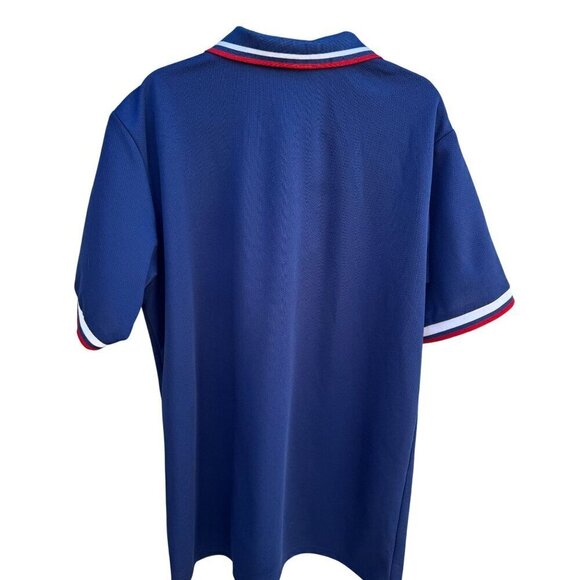 Teamwork Athletic Apparel Vintage Blue Polo Shirt Red White Stripe Collar Sleeve - Picture 7 of 8